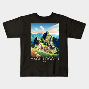 A Pop Art Travel Print of Machu Picchu - Peru Kids T-Shirt